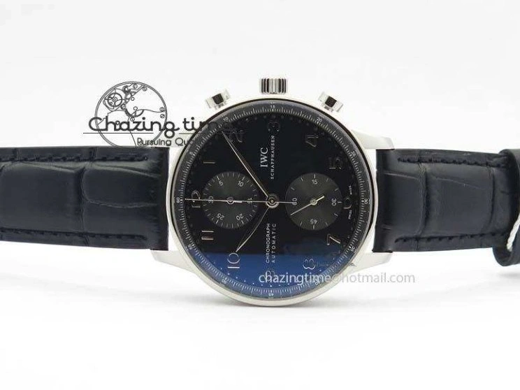 MIROTIME 0122 Reliable Portuguese IW371447 ZF 1:1 Best Edition SS Black Dial On Black Leather Strap A79350 V 7274